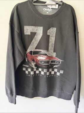 Dodge Women's Gray Graphic Sweatshirt with Red Car Print
